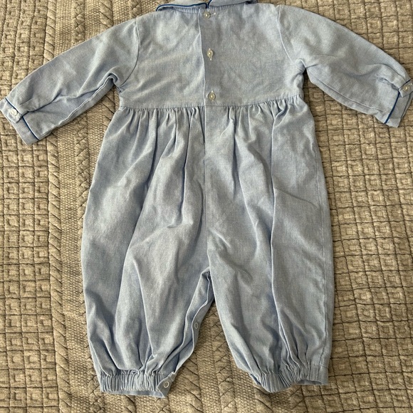 Carriage Boutique Light Blue Baby Romper with Collar - Picture 4 of 4